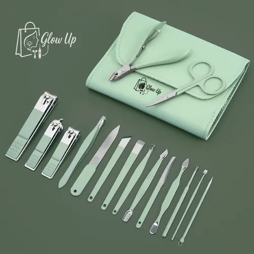 Kit Manicura Pedicura 16p Acero Inoxidable Estuche Portátil