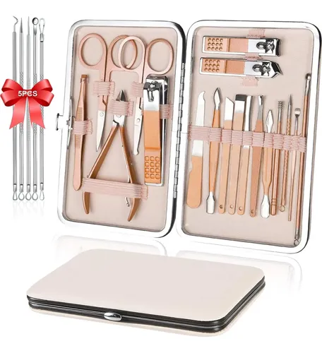 Kit De Manicura Y Pedicura 23 En 1 En Estuche De Acero Inoxi