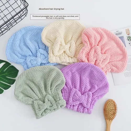 Gorro De Pelo Seco Con Lazo De Alta Densidad, Absorbente, Te