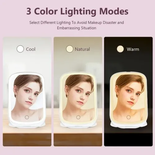 Espejo Maquillaje Portatil Tactil Con Luz Led Plegable Usb A Disponibilidad
