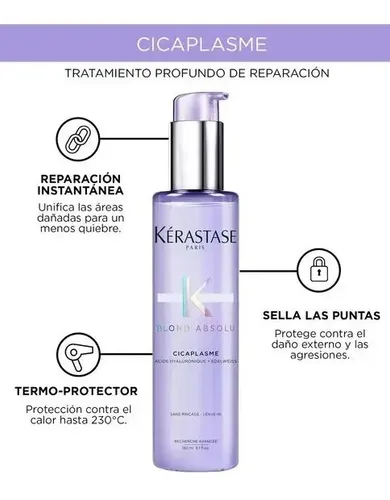 Kérastase Blond Absolu Cicaplasme Sérum Termoprotector para Cabello Rubio, Teñido o Decolorado, Sin Enjuague, con Filtro UV, Protege, Nutre y Controla el Frizz, 150 ml
