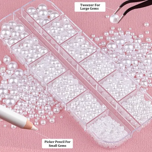 Perlas Blancas Planas Para Uñas Y Manualidades Kit X2