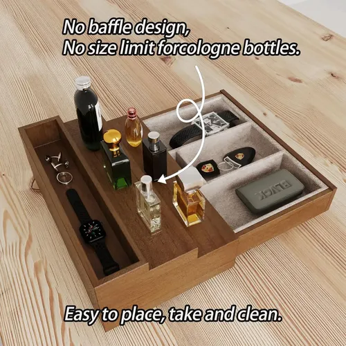 Organizador De Perfumes Pinowood 3 Estantes Cajón Oculto 01 Marrón Claro