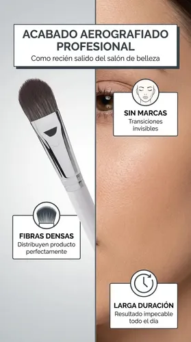 Brocha Para Base De Maquillaje Cobertura Foundation Brush Blanco