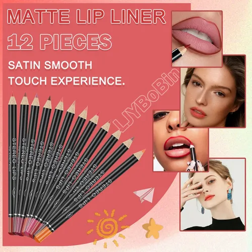 Ljybobin Set 12 Delineadores Labiales Mate Waterproof
