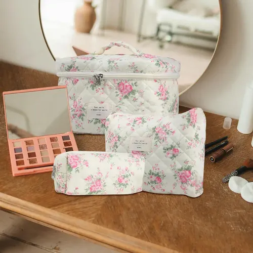 A Bolsa De Cosméticos Floral Juego De Bolsa De Maquillaje [ B