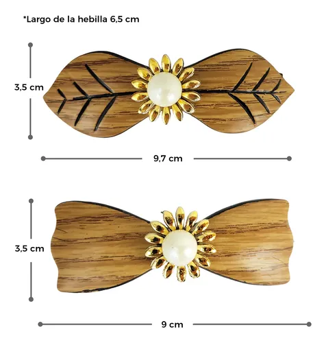 Hebilla Francesa Pelo Símil Madera Con Dorada Perla Pack X12
