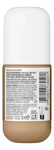 Tinta de Maquillaje Multiusos Revlon PhotoReady Lift & Fill Efecto Luminoso Skin Tint Formula con Escualano Hidratante Acabado Radiante Tono 120