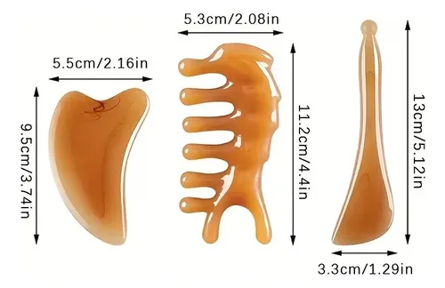 Juego De Herramientas De Masaje Gua Sha De 3 Piezas, Tratami
