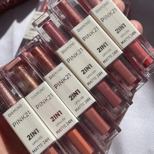 Labial Dúo 2 En 1 Pink 21 Diamond Matte Brillo Gloss