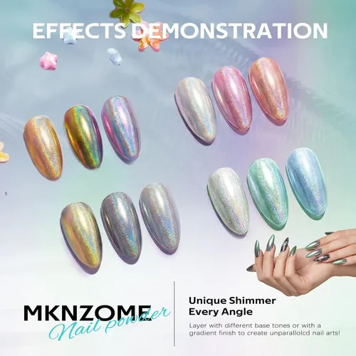 Kit De Polvos Cromados Para Uñas 24 Colores Mknzome