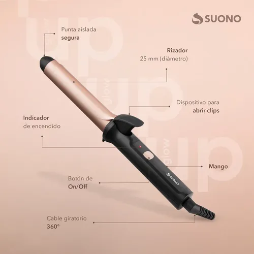 Buclera Rizador De Pelo Suono Calentamiento Rápido Iónica Color Negro