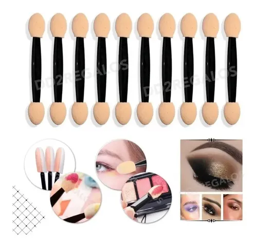 10 Aplicador De Sombras Y Uñas Para Ojos Doble Puntas Negro