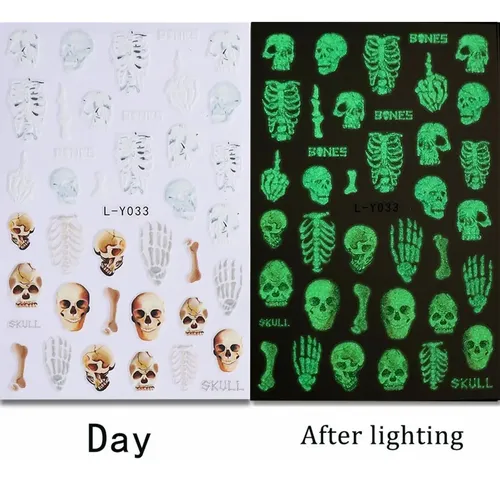 5 Pegatinas For Decoración De Uñas De Halloween Que Brillan
