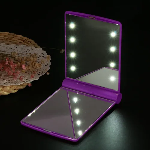 Espejo De Maquillaje Plegable Portátil Con Iluminación Led P