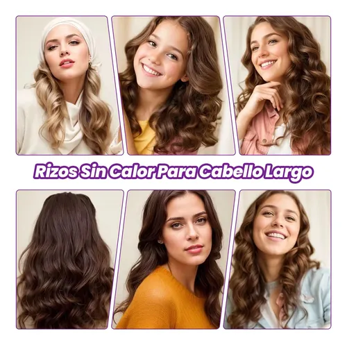 6pzs Curly Ondas En Cabello Rizos Sin Calor Tubo+gorro