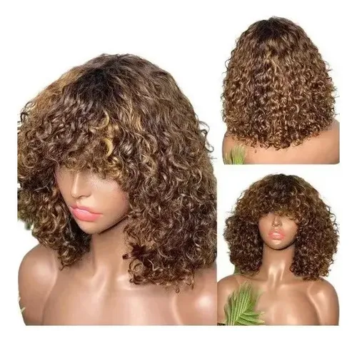 Peluca Rizada Corta Afro De Moda E