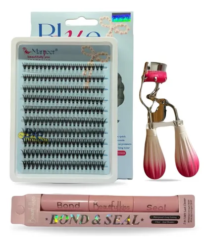 Set Pestañas Postizas Manijeer 30p Adhesivo Sellad Arqueador