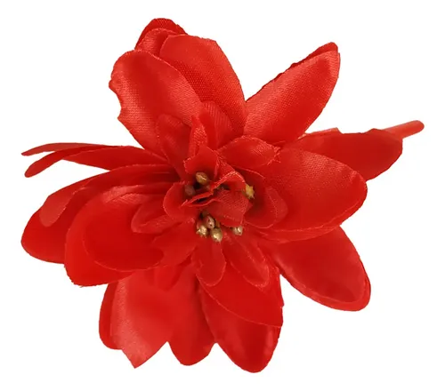 Hebillas Para Pelo Flores De Tela Colores Pack X12 Azul Violeta Marrón Rojo