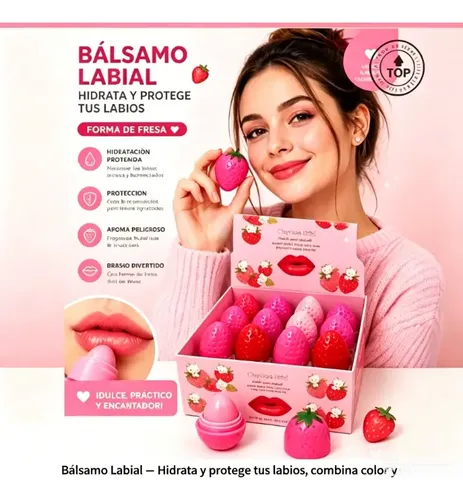 24 Bálsamos Labiales Frutilla Hidratantes Y Cambiantes