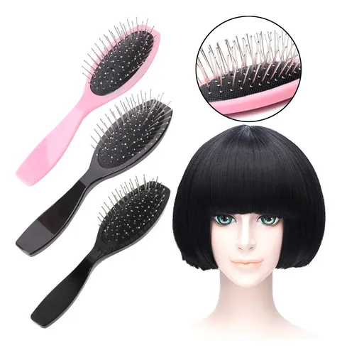 Professional Anti Static Steel Comb Brush For Wig Black 3t5564-bk