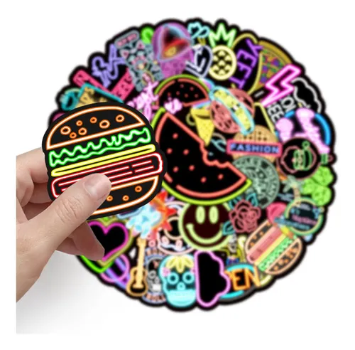 50 Piezas De Grafiti De Neón Personalizadas Al Estilo Ins Co
