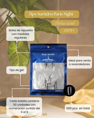 Tips Para Soft Gel Paris Night X500 Cuadrada