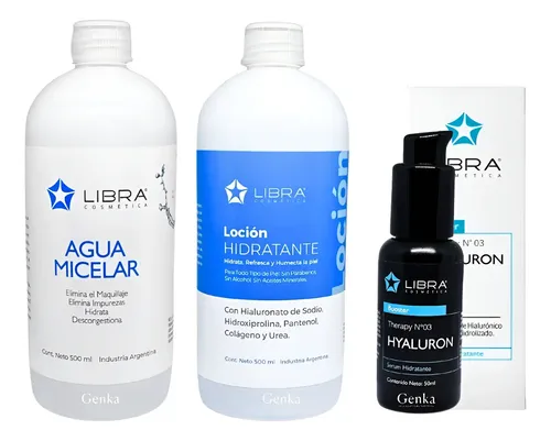 Agua Micelar 500m+loción Hidra 500+booster Hialuronico Libra