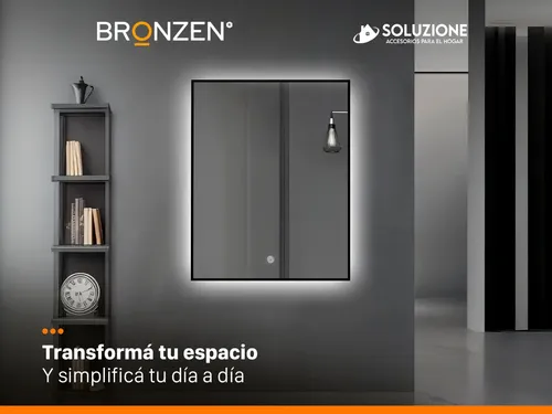 Espejo Premium Luz Led Trasera Vertical Negro 75 X 100 Cm