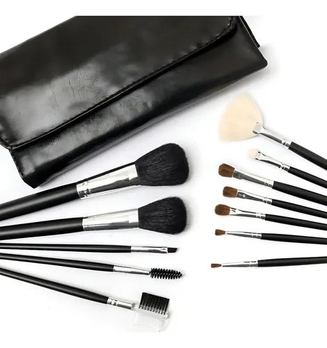 Set De Brochas Y Pinceles Para Maquillaje X 12 P3850 Color Negro