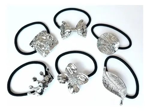 Pack X 6 Colitas De Pelo Aplique Metal Modelos Surtidos