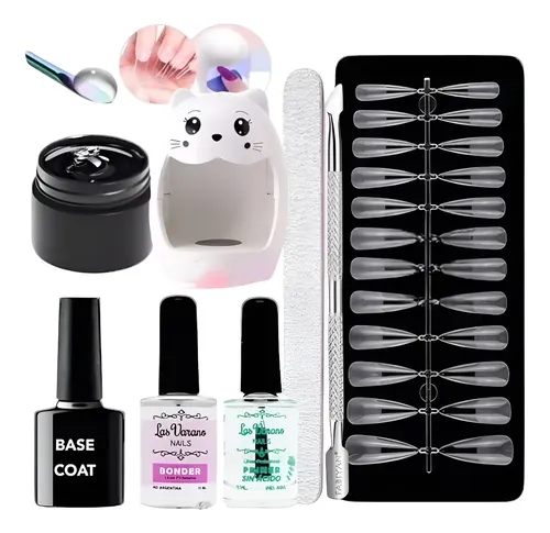 Kit X 240 Uñas Press On Gel Solido Mini Cabina Lima Primer