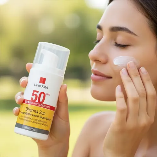 Protector Solar Lidherma Hipoaler. F50 Toque Seco Facial