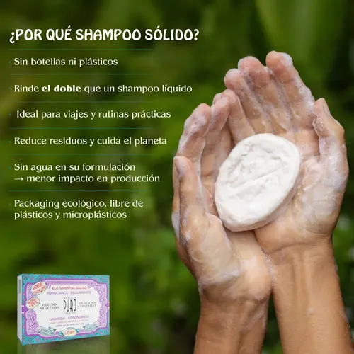 Shampoo Sólido Lavanda Lemongrass 100 G sin Sulfatos, Sin Sci