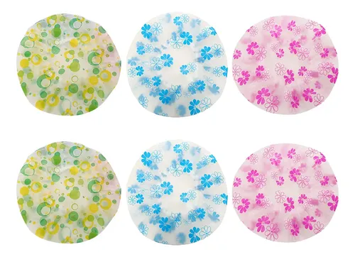 10 Gorros De Ducha Impermeables Con Estampado Pe, Elásticos Multicolor (green, Blue, Pink Prints)