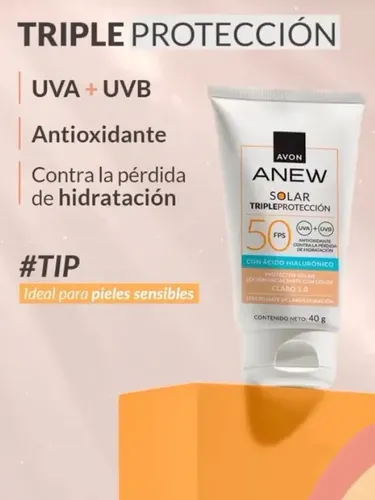 Avon Anew Protector Solar Medio3.0facial Fps50 C/hialuronico