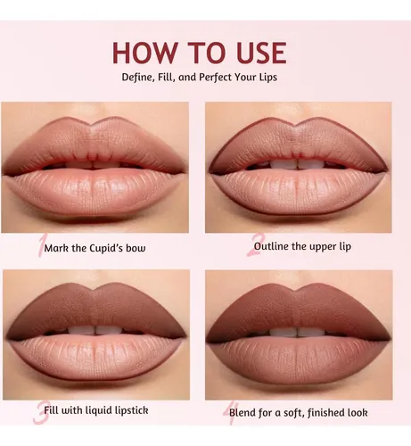 Set 12 Labiales Lápiz Delineador Jolilab Nude/lápiz +