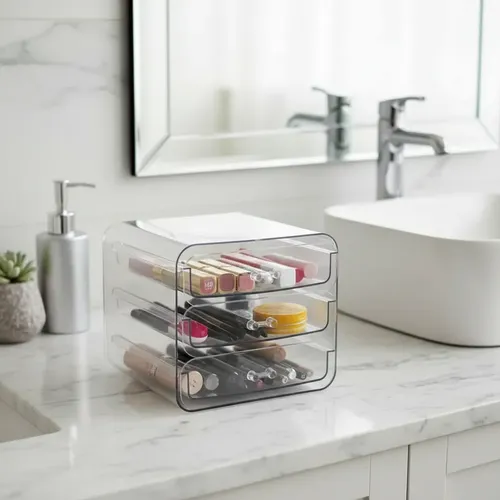 Organizador Maquillaje Cosmeticos Belleza 3 Cajones Plastico
