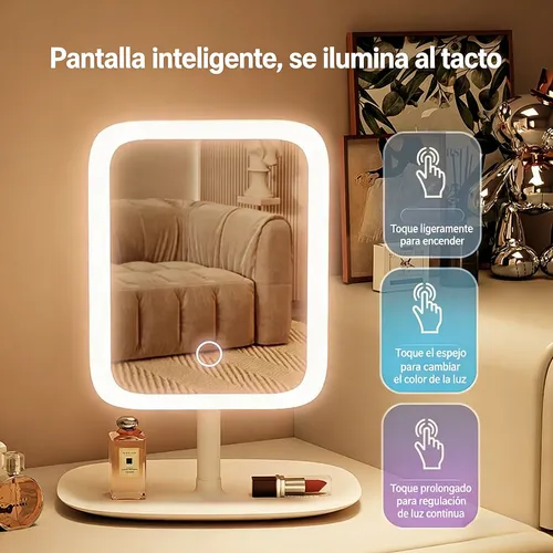 Espejo For Maquillaje Con Luz Recargable Usb Lupa 5 Veces