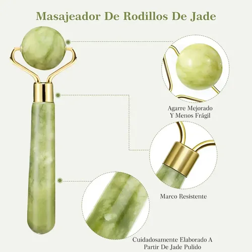 Masajeador De Jade Y Rodillo Facial | Masajeador Facial Jade