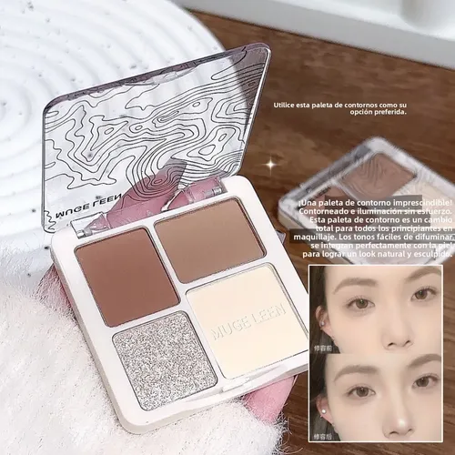 Mugeleen Paleta 4 Mate Brillante Sombra Nariz Estudiante