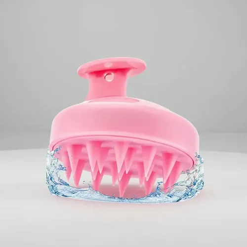 Masajeador De Cuero Cabelludo De Silicona, Champú, Cepillo,  Pink