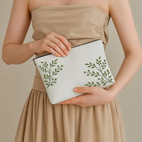 Bolsa De Maquillaje Nórdica Con Forma De Rama De Hoja, 1 Uni