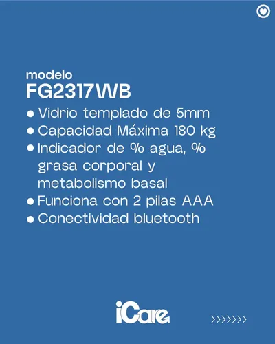 Balanza Digital Inteligente Icare Fg2317wb Negro