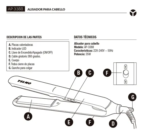 Combo Secador Y Plancha De Cabello Yelmo Combo Esencia Ion