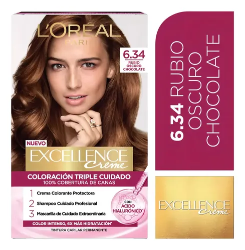Kit Tintura Excellence Creme Tono 6.34 Chocolate