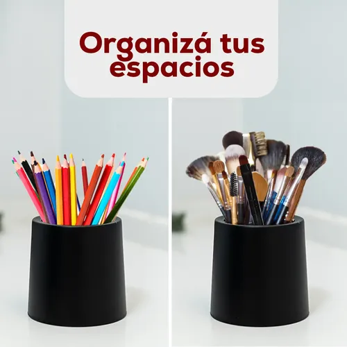 Buply Organizador Redondo De Maquillaje, Lapices Y Multiuso Negro