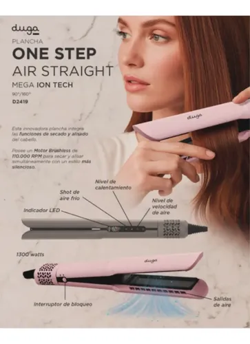 Planchita De Pelo Air Straight Duga Secadora Alisadora D2419