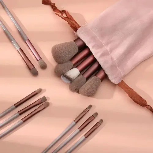 Set De 13 Brochas De Maquillaje Belmira Marrones Con Estuche