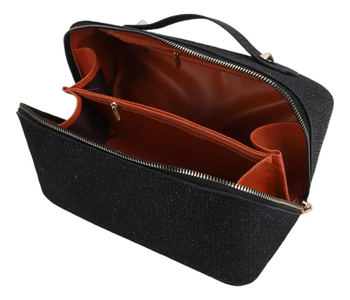 Bolsa De Maquillaje Con Lentejuelas, Plana, Abierta, Portáti